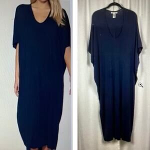Barefoot Dreams Indigo Blue Luxe Milk Jersey Caftan Sz.OS Petite